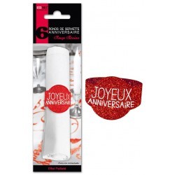 6X RONDS DE SERVIETTE ROUGE JOYEUX ANNIVERSAIRE 