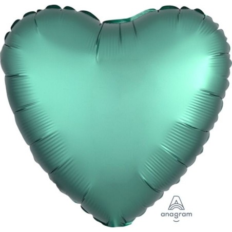 BALLON METALLIQUE COEUR SATIN JADE 43 CM