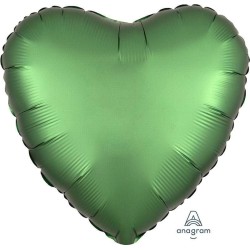 BALLON METALLIQUE COEUR SATIN VERT EMERAUDE 43 CM