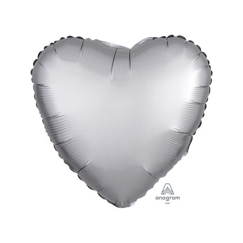 BALLON METALLIQUE COEUR SATIN GRIS PLATINE 43 CM BALLON METALLIQUE COEUR SATIN GRIS PLATINE 43 CM