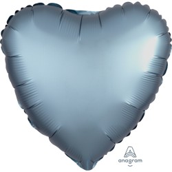 BALLON METALLIQUE COEUR SATIN GRIS BLEU 43 CM