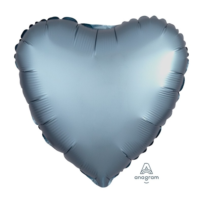 BALLON METALLIQUE COEUR SATIN GRIS BLEU 43 CM BALLON METALLIQUE COEUR SATIN GRIS BLEU 43 CM