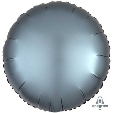 BALLON METALLIQUE ROND SATIN GRIS BLEU 43 CM