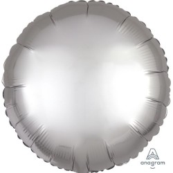BALLON METALLIQUE ROND SATIN GRIS PLATINE 43 CM