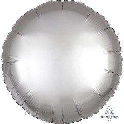 BALLON METALLIQUE ROND SATIN GRIS PLATINE 43 CM