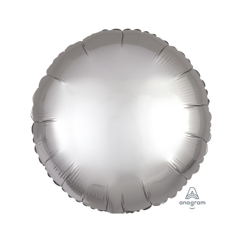 BALLON METALLIQUE ROND SATIN GRIS PLATINE 43 CM BALLON METALLIQUE ROND SATIN GRIS PLATINE 43 CM