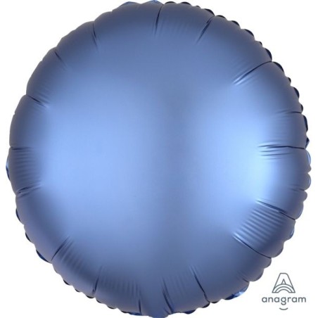 BALLON METALLIQUE ROND SATIN BLEU AZUR 43 CM