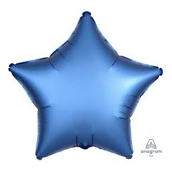 BALLON METALLIQUE ETOILE SATIN BLEU AZUR 43 CM