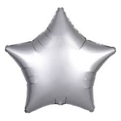 BALLON METALLIQUE ETOILE SATIN GRIS PLATINE 43 CM