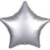 BALLON METALLIQUE ETOILE SATIN GRIS PLATINE 43 CM