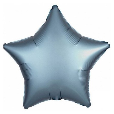 BALLON METALLIQUE ETOILE SATIN GRIS BLEU 43 CM