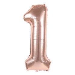 BALLON METALLIQUE CHIFFRE 1 102 CM ROSE GOLD