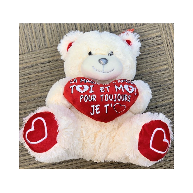 PELUCHE OURS 30 CM LA MAGIE DE L'AMOUR 