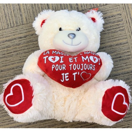 PELUCHE OURS 30 CM LA MAGIE DE L'AMOUR 