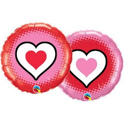 BALLON METALLIQUE ROND 46CM COEUR 2 FACES