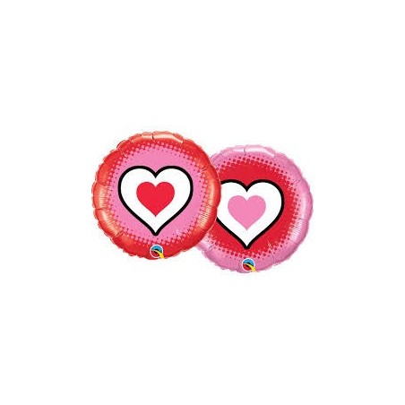 BALLON METALLIQUE ROND 46CM COEUR 2 FACES