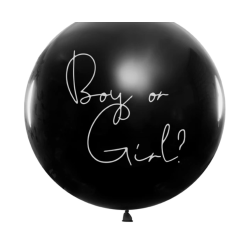 BALLON LATEX 1 M NOIR REVELATION SEXE BOY OR GIRL CONFETTIS BLEU