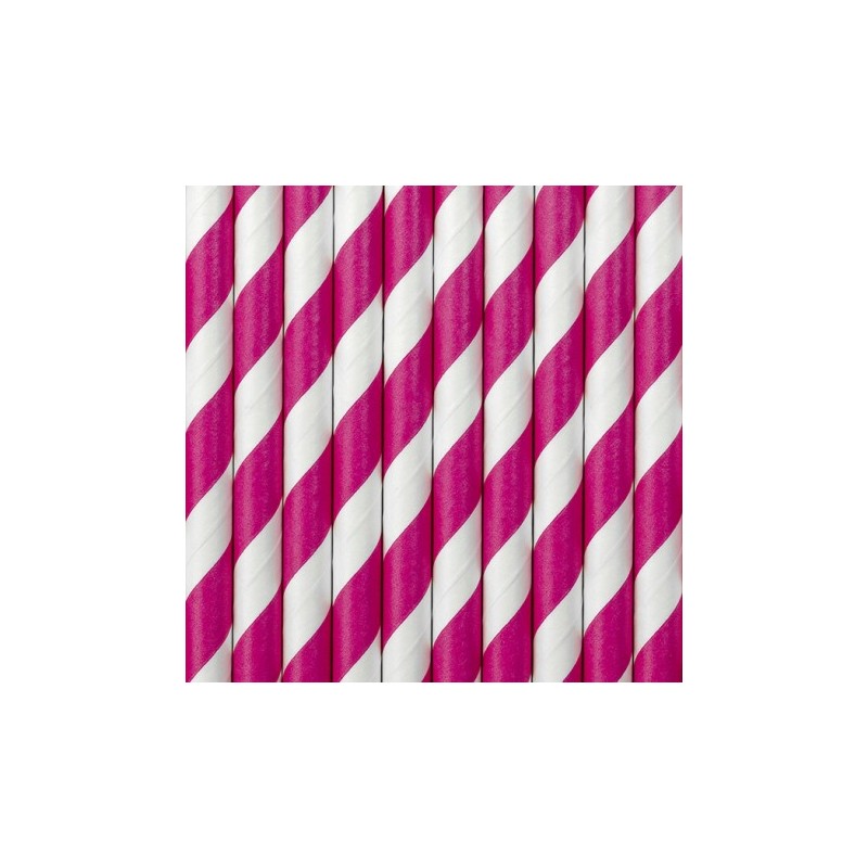 10 PAILLES PAPIER BLANC ET FUSCHIA