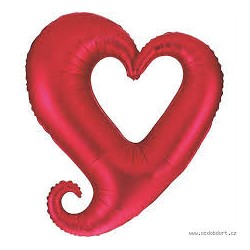 BALLON METALLIQUE COEUR GEANT CHAINE ROUGE 94 CM