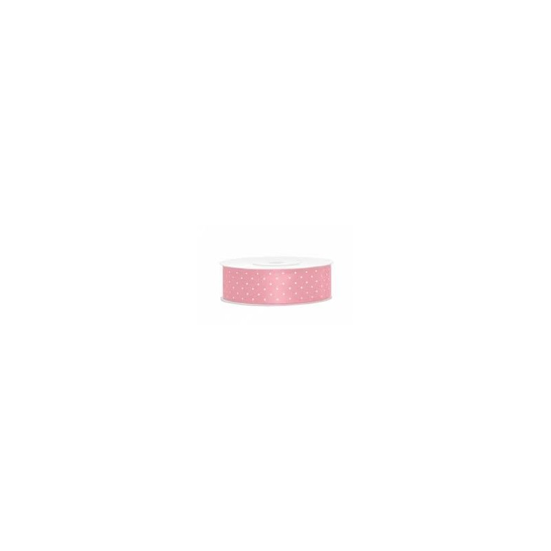 RUBAN SATIN ROSE POIS BLANC 25 M X 25 MM RUBAN SATIN ROSE POIS BLANC 25 M X 25 MM