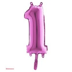 BALLON METALLIQUE CHIFFRE 1 FUSCHIA 36CM