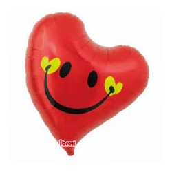 BALLON METALLIQUE COEUR SWEET LOVELY SMILE ROUGE 63 CM