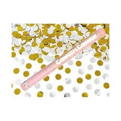 CANON CONFETTIS METALICS  ROND ARGENT ET OR 80 CM