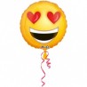 BALLON METALLIQUE SMILEY AVEC YEUX EN FORME DE COEUR 43CM