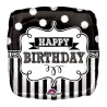 BALLON METALLIQUE CARRE NOIR ET BLANC ANNIVERSAIRE HAPPY BIRTHDAY 43 CM  BALLON METALLIQUE CARRE NOIR ET BLANC ANNIVERSAIRE HAPPY BIRTHDAY 43 CM