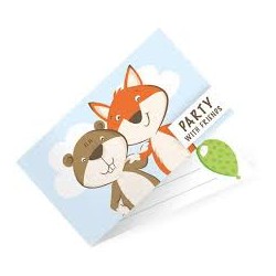 8 CARTES D'INVITATIONS MARMOTTE ET RENARD 