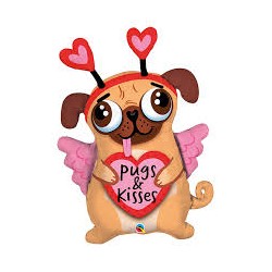 BALLON METALLIQUE 91 CM CHIEN PUGS & KISSES