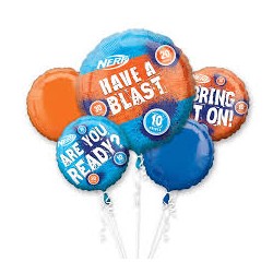 BOUQUET DE 5 BALLONS METALLIQUES NERF 