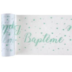 CHEMIN DE TABLE BAPTEME MENTHE 15 CM X 5 M