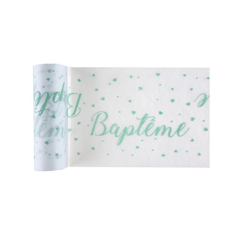 CHEMIN DE TABLE BAPTEME MENTHE 15 CM X 5 M