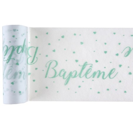 CHEMIN DE TABLE BAPTEME MENTHE 15 CM X 5 M