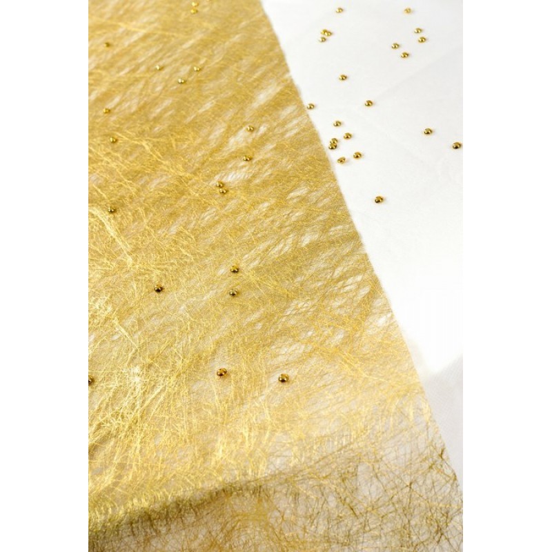 CHEMIN DE TABLE FANON METALLIQUE OR  CHEMIN DE TABLE FANON METALLIQUE OR