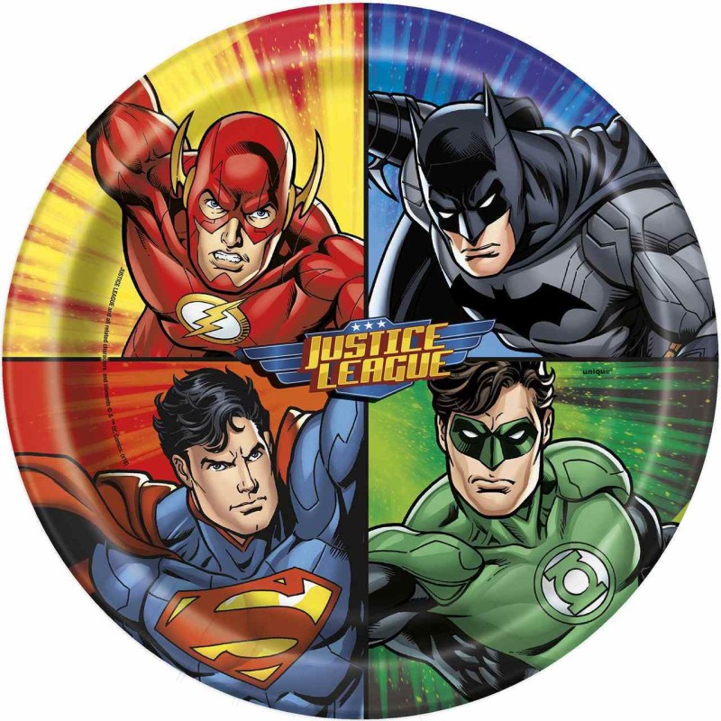 8 ASSIETTES CARTON RONDES 23 CM JUSTICE LEAGUE