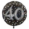 BALLON METALLIQUE EFFET 3D HOLO 81 CM 40 ANS NOIR ARGENT