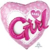 BALLON METALLIQUE COEUR BABY GIRL ROSE BLANC 91 X 91 CM