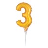 BALLONMETALLIQUE PIQUE GATEAU CHIFFRE 3 15CM OR