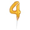 BALLON METALLIQUE PIQUE GATEAU CHIFFRE 4 15CM OR