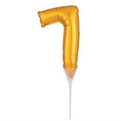 BALLON METALLIQUE PIQUE GATEAU CHIFFRE 7 15CM OR