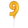 BALLON METALLIQUE PIQUE GATEAU CHIFFRE 9 15CM OR