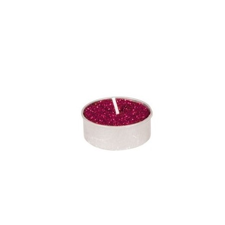 6 BOUGIES CHAUFFE-PLAT FUSCHIA PAILLETTE 3.5 CM 