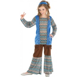 DEGUISEMENT FILLE HIPPIE VINTAGE BLEU TAILLE 116CM