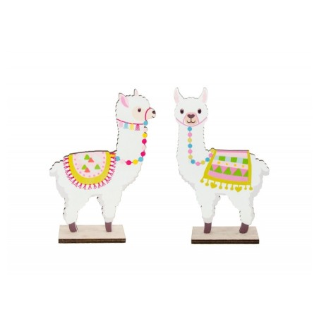 CENTRE DE TABLE LAMA EN BOIS 12X4.5X20CM 