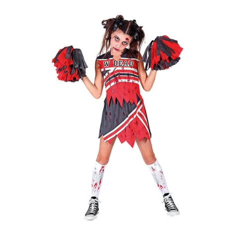 DEGUISEMENT HALLOWEEN POMPOM GIRL ZOMBIE TAILLE 140 CM