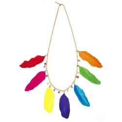 COLLIER AVEC PLUMES PEACE AND LOVE