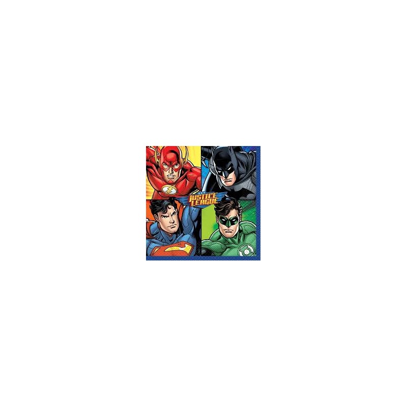 16 SERVIETTES JUSTICE LEAGUE 33 X 33 CM 