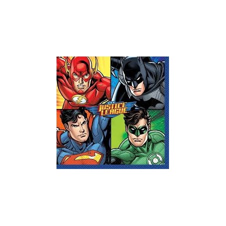 16 SERVIETTES JUSTICE LEAGUE 33 X 33 CM 